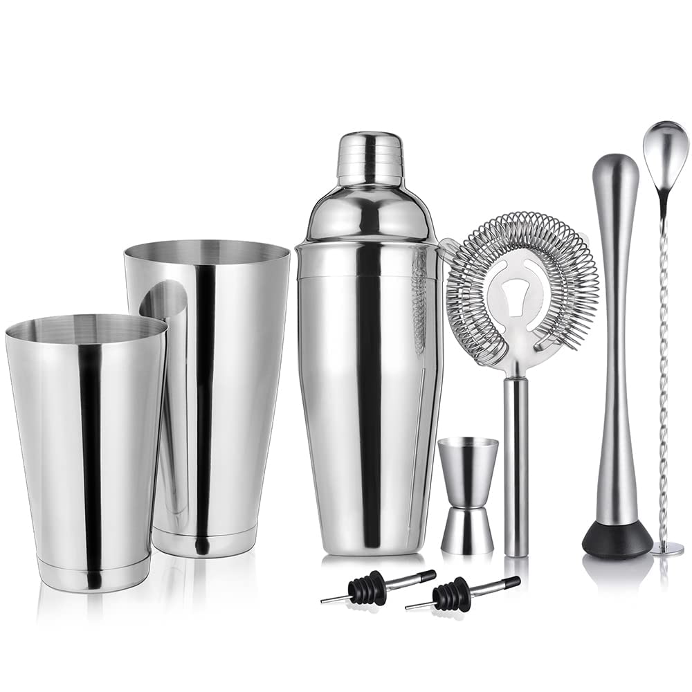 Etens Cocktail Shaker Set, Bundle Boston Bar Shakers and 24 oz Martini Shaker Stainless Steel - Weighted Shaking Metal Tins Drink Mixer Bartender Kit Bartending Tools