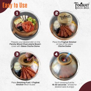 Foghat Cocktail Smoker Cloche Set, Bourbon Whiskey Barrel Oak Smoking Fuel & Smoking Torch | with Butane Infuse Whiskey, Cheese, Meats, BBQ