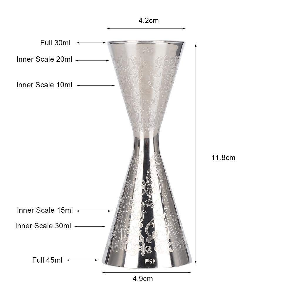 30ml 45ml Beautiful Stainless Steel Jigger with Scale Drink Wine Measuring jigger for bartending Cup Bar Accessories Pourer Measuring Tool