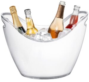 yesland 8l large ice buckets white acrylic drink bucket beverage tub wine champagne bucket - storage tub for wine, champagne or beer bottles parties and home bar - fit 4 bottles