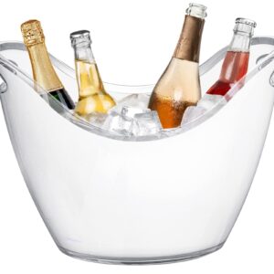 Yesland 8L Large Ice Buckets White Acrylic Drink Bucket Beverage Tub Wine Champagne Bucket - Storage Tub for Wine, Champagne or Beer Bottles Parties and Home Bar - Fit 4 Bottles