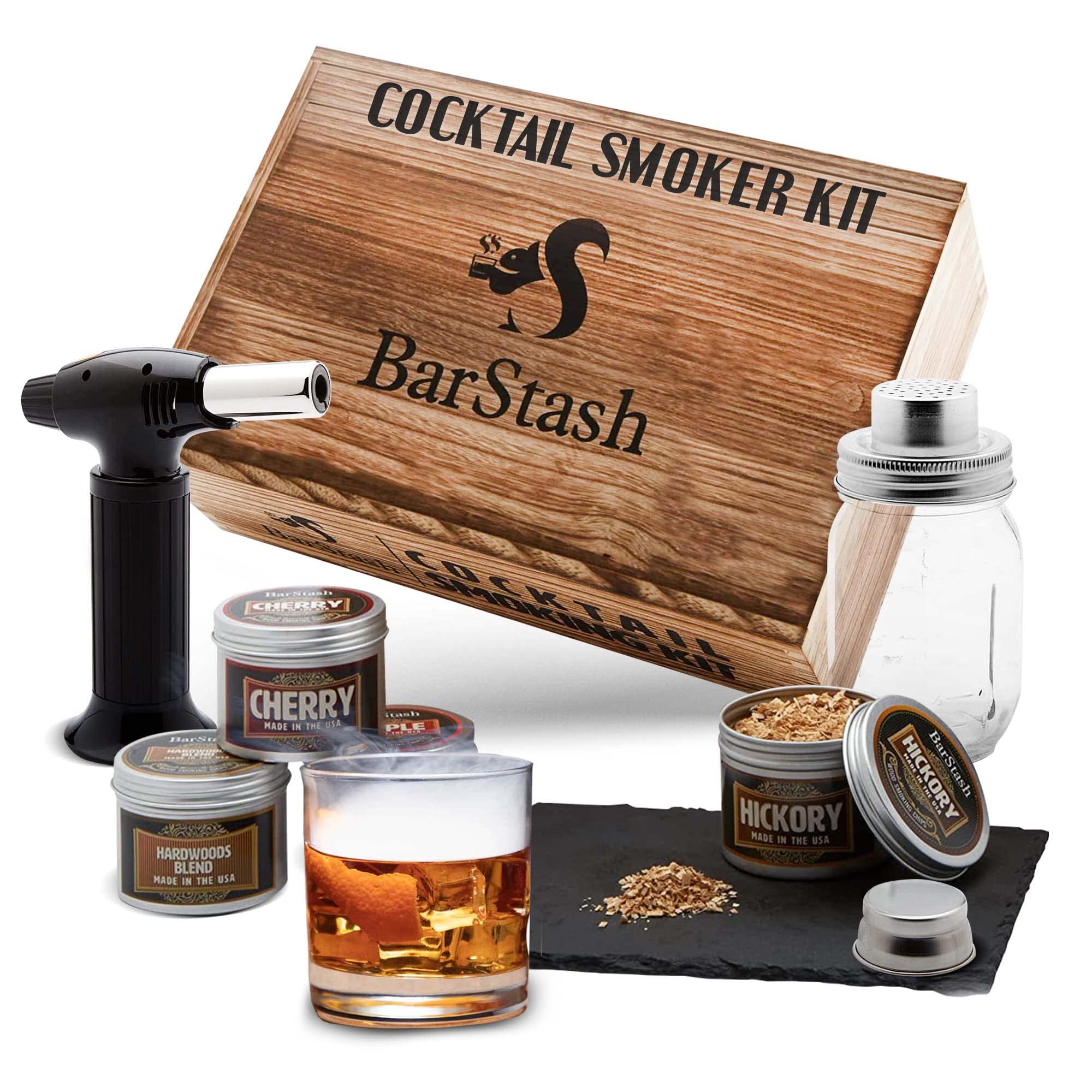 BarStash - Cocktail Smoker Kit, House Warming Gifts New Home, Whiskey Smoker Kit, Cocktail Smoker Kit with Torch, Bourbon Smoker Kit, Drink Smoker Infuser Kit, Old Fashioned Smoker Kit, Whiskey Gifts