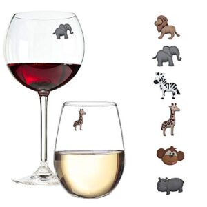 animal wine charms set of 6 safari themed magnetic wine glass drink markers