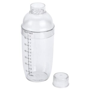 cocktail shaker, plastic drink mixer ice tea shaker bottle cup with scales for bar(700ml)