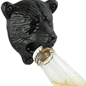 Cast Iron Wall Mount Grizzly Bear Teeth Bite Bottle Opener