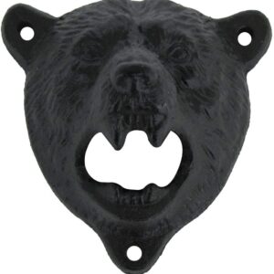 Cast Iron Wall Mount Grizzly Bear Teeth Bite Bottle Opener