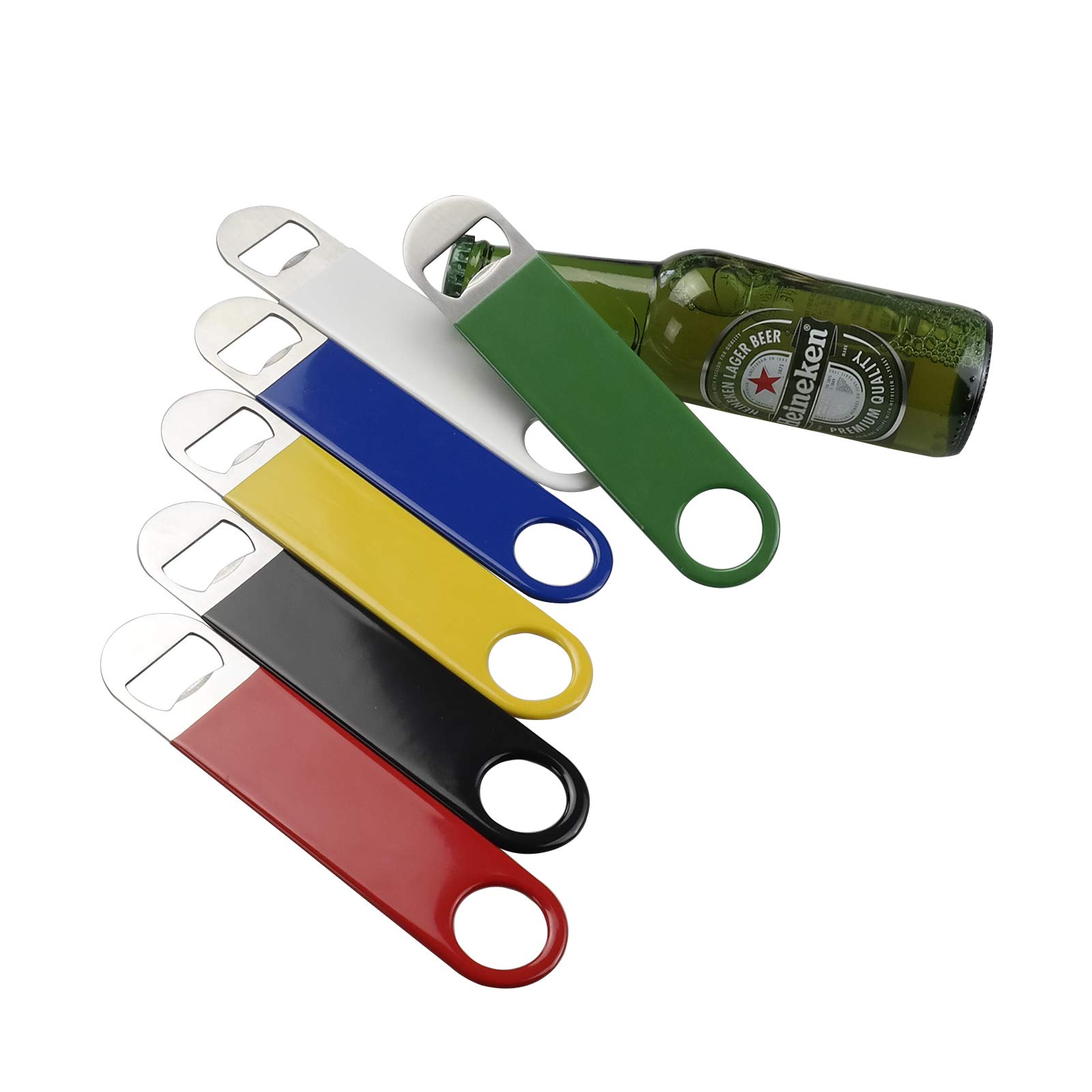 Wekioger 6 Packs Stainless Steel Flat Bottle Openers, Bartender Beer Bottle Opener