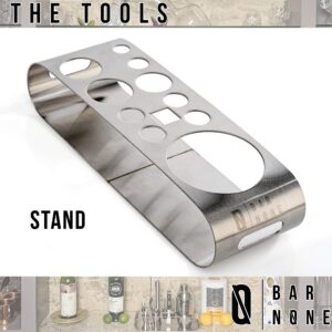 BAR NONE The Cocktail Set | 12-Piece + Stand Bar Set | Exquisite Quality Bartender Kit + Tools | Martini Shaker, Jigger, Shots, Muddler, Spoon, Ice Tongs, Corkscrew Knife Bottle Opener & Liquor Pourer