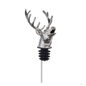 deer head-wine pourer spout,wine bottle stopper for bar and home, animal wine pourer,accessories birthday and wedding christmas gifts (slivery)