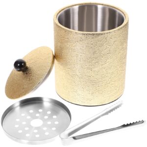 operitacx gold ice bucket stainless steel ice bucket with ice tong beer beverage champagne cooler chilling tub wine chiller milk can for parties home bar large ice bucket (5.5x7.3 inch)