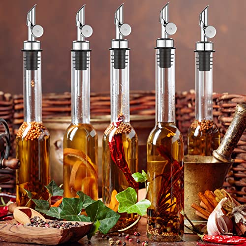 Shimeyao Weighted Stainless Steel Pourers Olive Oil Dispenser Spout Liquor Bottle Pourers Auto Flip Oil Dispenser for Liquor Bottles Balsamic Vinegar Alcohol Liquor Pourer Spout (Silver, 12 Pcs)