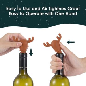 Vzaahu Wine Bottle Stoppers, 3-Pack Silicone Reusable Christmas Decor Wine Stoppers for 0.8"/2 cm Mouth Wine Bottle, Wine Outlet Cap, Bottle Cover, Beverage Bottle Stoppers