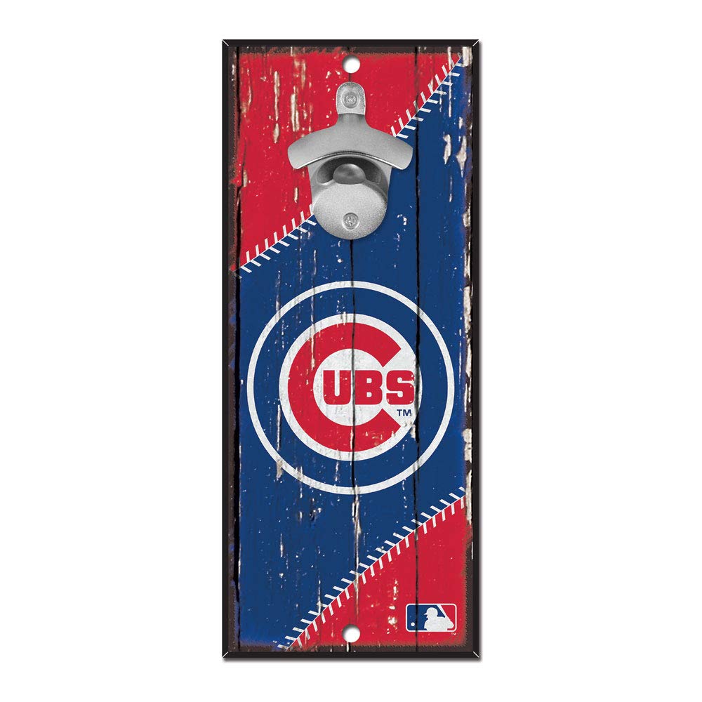 WinCraft MLB Chicago Cubs Bottle Opener5x11 Wood Sign Bottle Opener, Team Colors, 5"x11"