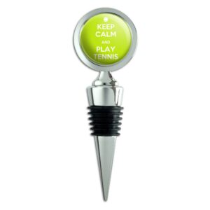 keep calm and play tennis sports wine bottle stopper