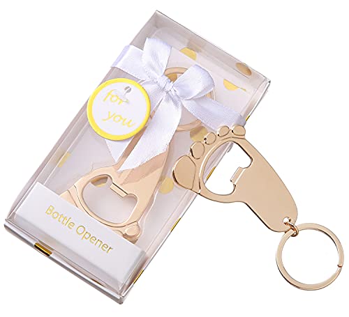 18 Pack Keychain Bottle Opener Party Favors Wedding Favors for Guests,Baby Shower Souvenirs Bottle Opener,Birthday,Bridal Shower,Gender Reveal Party Favor Supplies (18, White)