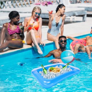 Hemoton 4pcs Inflatable Pool Serving Bar Salad Ice Tray Food Drink Containers Buffet Cooler for Pool Use Bar Party Accessories Inflatable Cooler 60x45cm