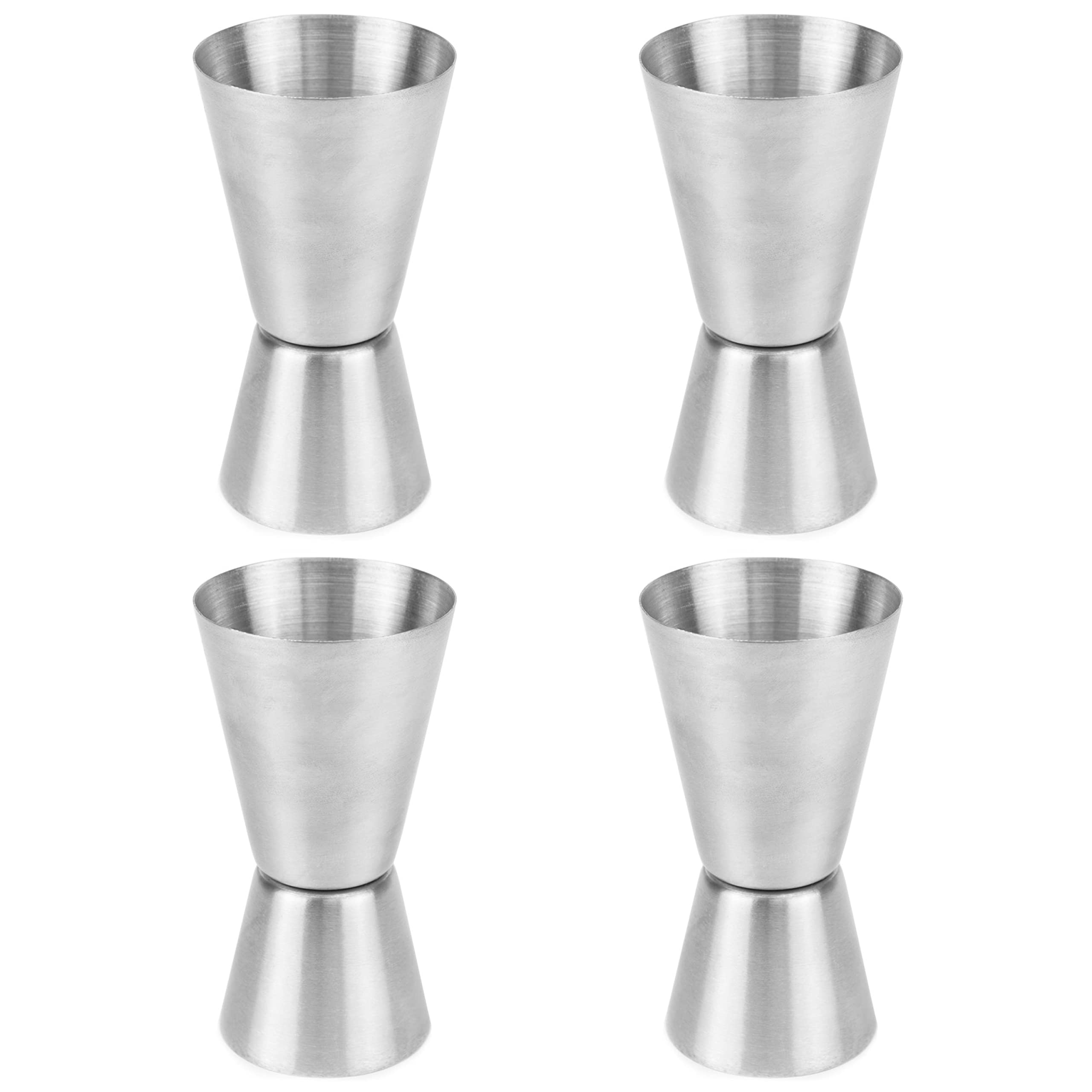 Cocktailor Set of 4 Stainless Steel Double Cocktail Jiggers for Bar, Restaurant or Home Use - 1oz & 2oz