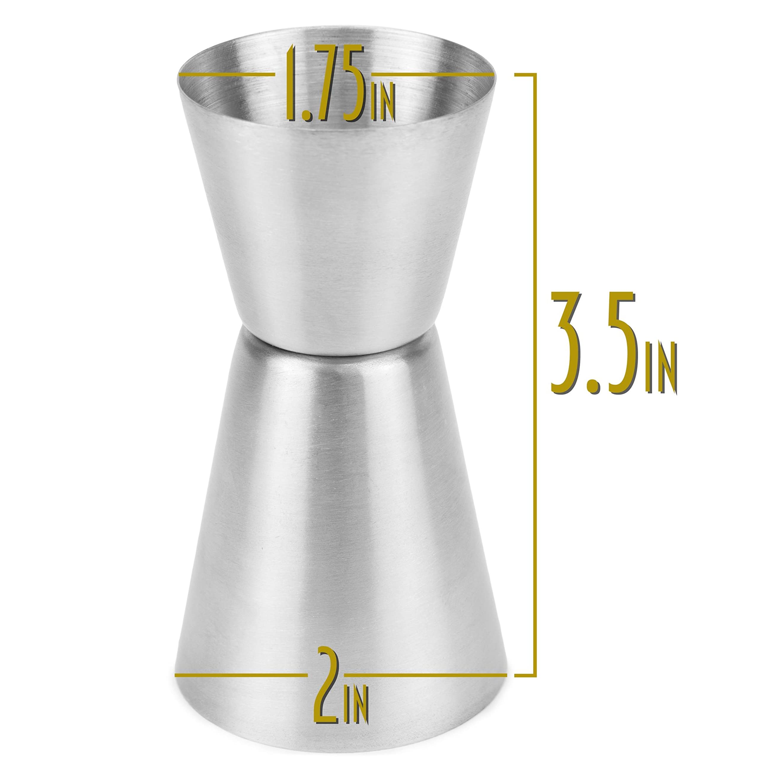 Cocktailor Set of 4 Stainless Steel Double Cocktail Jiggers for Bar, Restaurant or Home Use - 1oz & 2oz