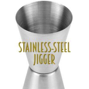Cocktailor Set of 4 Stainless Steel Double Cocktail Jiggers for Bar, Restaurant or Home Use - 1oz & 2oz