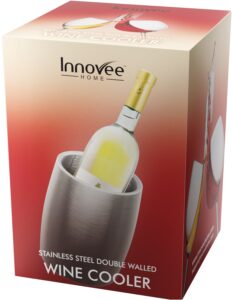 nuvantee wine cooler bucket, champagne chiller, double walled, high quality stainless steel wine chiller, matte brushed surface ice bucket, bpa free