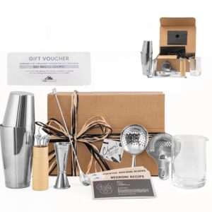 a bar above 22-piece professional bartender gift set - premium barware for home bar - bartending kit includes boston shaker, jigger, mixing glass & more - valentines day gifts for him & her