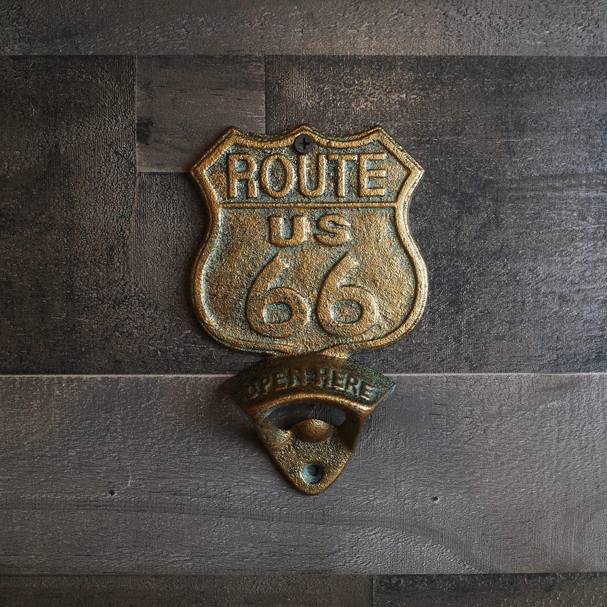 Treasure Gurus Cast Iron US Route 66 Beer Soda Bottle Opener Rustic Bar Pub Decor