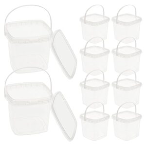 ULTECHNOVO Clear Buckets with Lid, 10pcs Clear Ice Cream Bucket Reusable Freezer Storage Tubs Food Storage Containers for Homemade Ice Cream Meal Prep Yogurt Soup 500ml