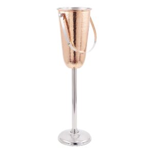 old dutch hammered decor champagne cooler with stand, 13/4 gallon, copper/stainless steel