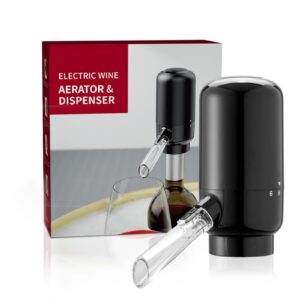 Electric Wine Aerator Pourer Automatic Wine Dispenser Pump with Retractable Tube for One-Touch Instant Oxidation Smart Wine Aerator Decanter Gift for Wine Lovers