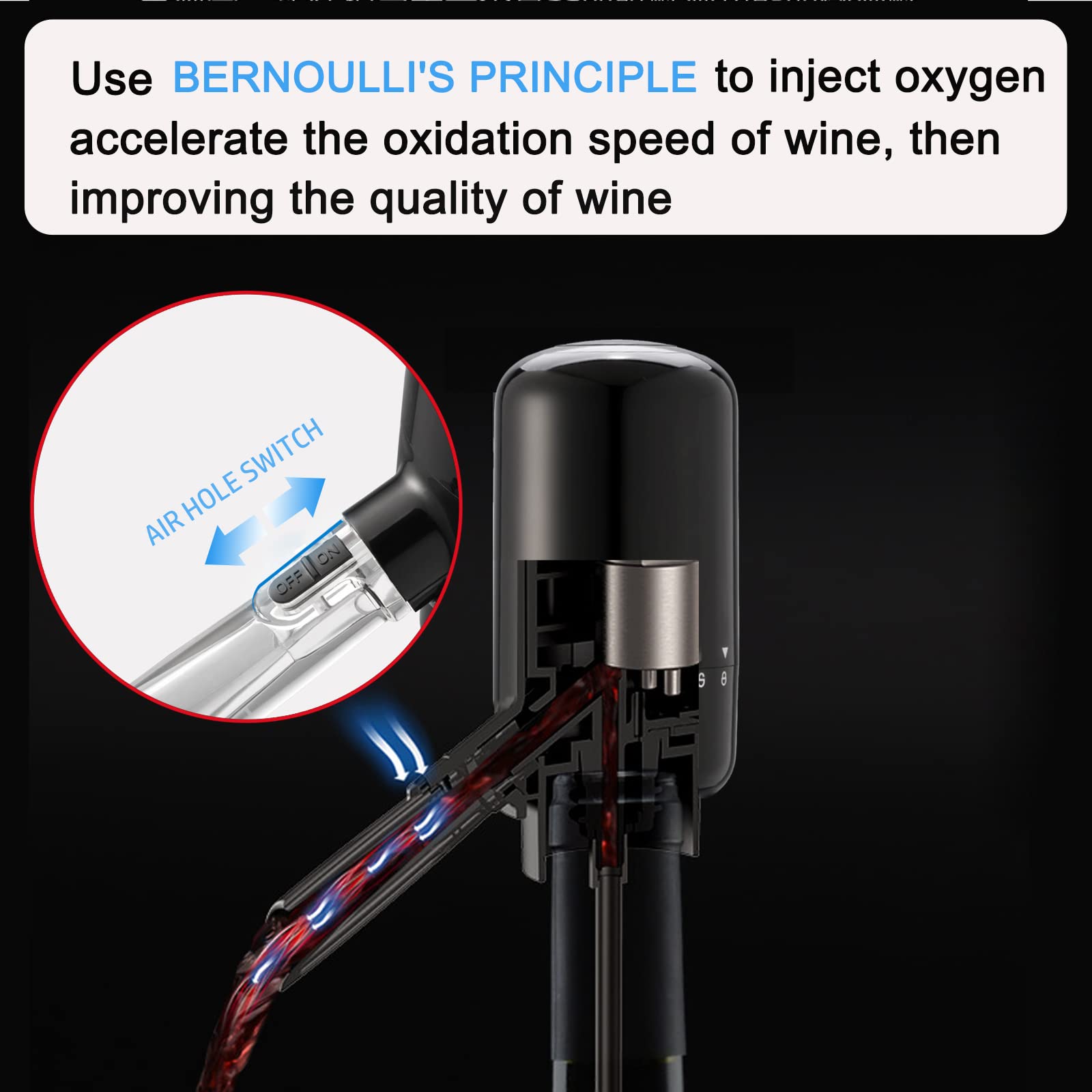 Electric Wine Aerator Pourer Automatic Wine Dispenser Pump with Retractable Tube for One-Touch Instant Oxidation Smart Wine Aerator Decanter Gift for Wine Lovers