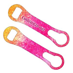 add your name v-rod® bottle opener – glitter - pinkyellow