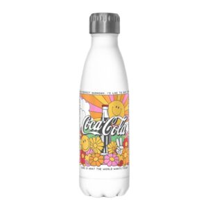 coca-cola seventies 17 oz stainless steel water bottle, 17 ounce, multicolored