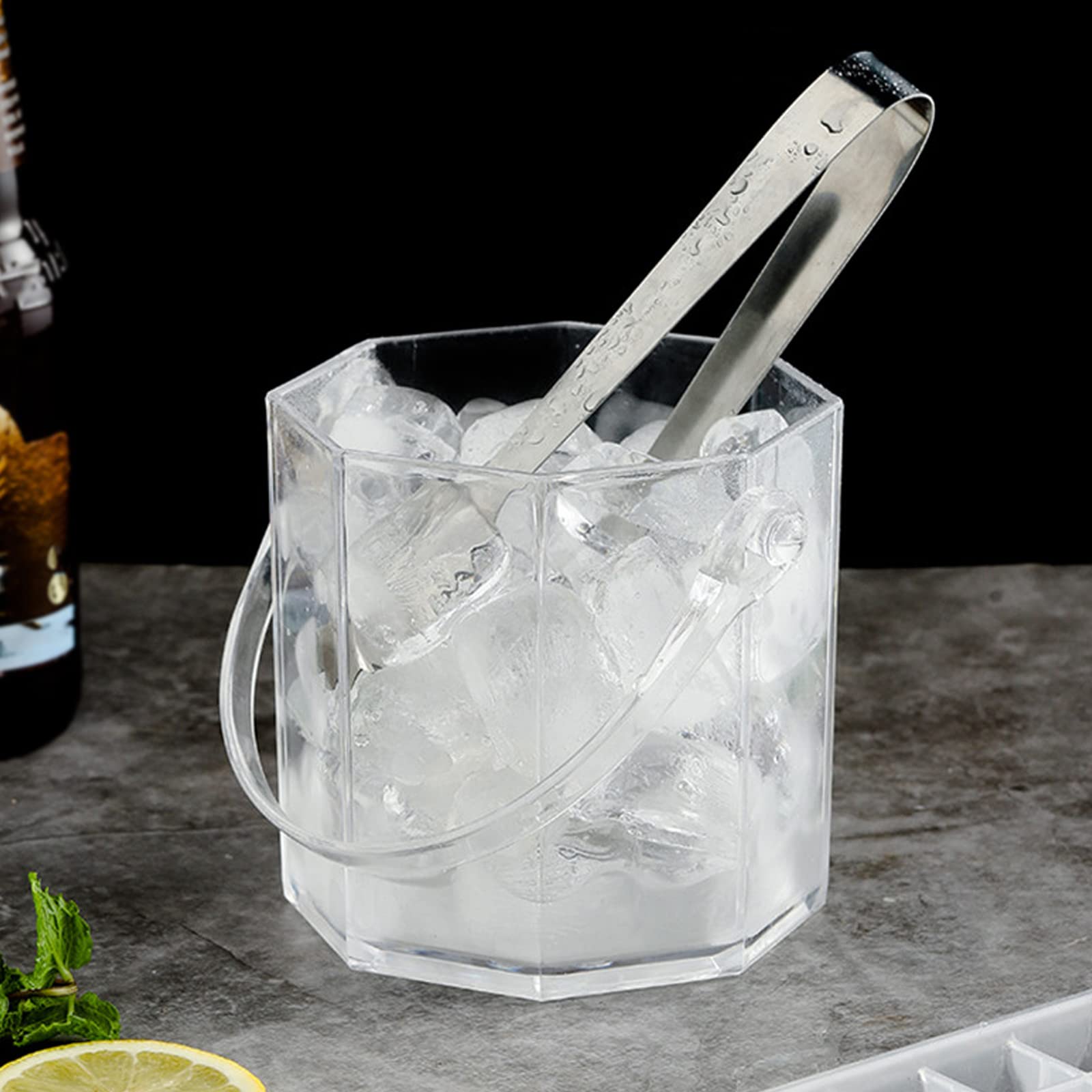 Algado Acrylic Champagne Bucket,4.9 Inch Clear Ice Buckets for Parties,Purple Ice Buckets with silver Handle for Wine, Drink, Whisky, Champagne or Beer Bottles