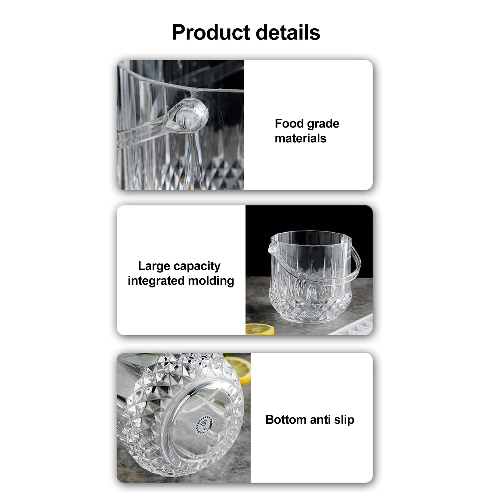 Algado Acrylic Champagne Bucket,4.9 Inch Clear Ice Buckets for Parties,Purple Ice Buckets with silver Handle for Wine, Drink, Whisky, Champagne or Beer Bottles