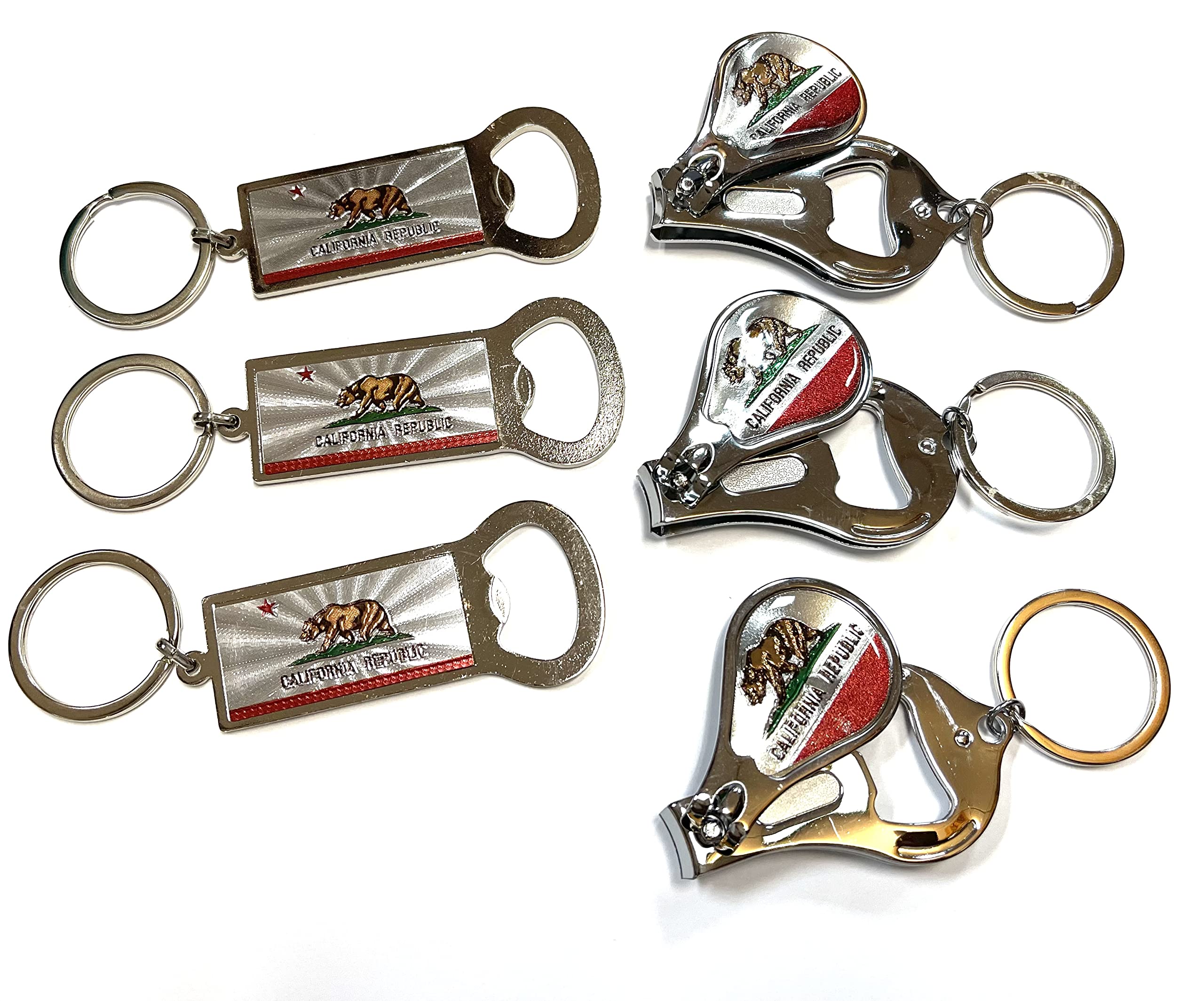 Sureg California Keychain Bottle Opener Set of 6 - California Souvenir Keychains Bundle Pack of 6