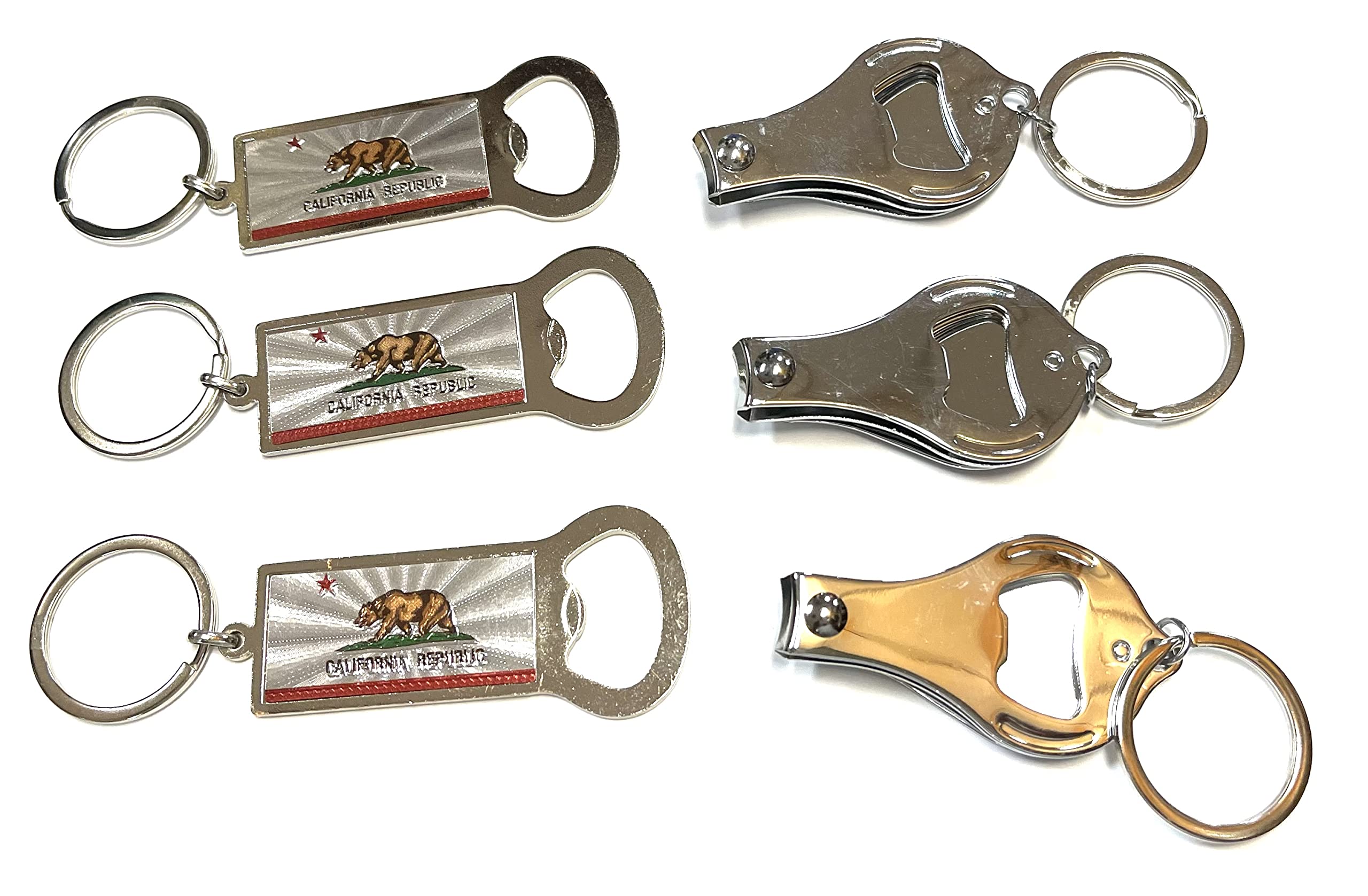 Sureg California Keychain Bottle Opener Set of 6 - California Souvenir Keychains Bundle Pack of 6