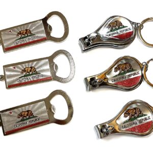 Sureg California Keychain Bottle Opener Set of 6 - California Souvenir Keychains Bundle Pack of 6