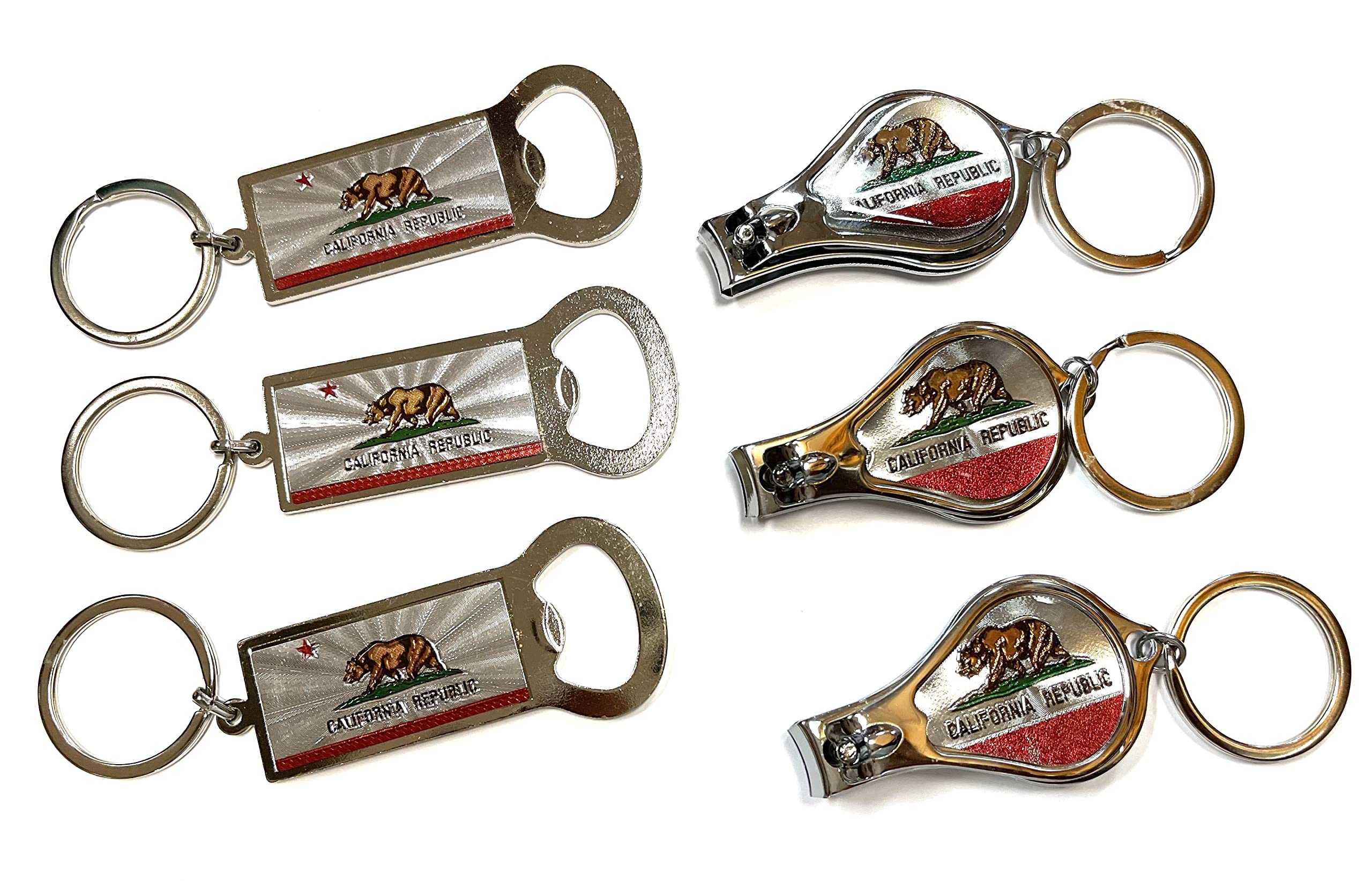 Sureg California Keychain Bottle Opener Set of 6 - California Souvenir Keychains Bundle Pack of 6