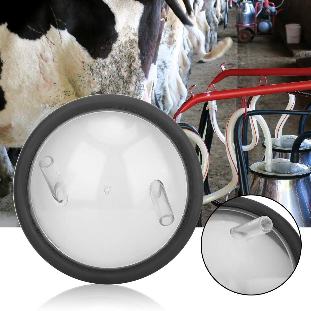 Plastic Milk Bucket Lid, Transparent Milk Bucket Lid with Gasket 2 Entrances Milking Machine Bucket Lid 8 * 8 inch