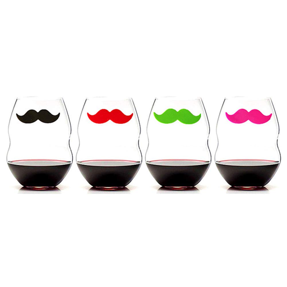 Cocktail/Wine Glass Markers Silicone Drink Markers Wine Charms with Beard Shape for Party Glass Identifiers (6 Count)