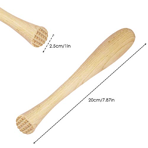 Set of 2, Cocktail Muddler Wood Bar Muddler, DaKuan Wooden Cocktail Muddler for Making Cocktails and Juice Drinks Tools（7.87 in/ 20 cm）