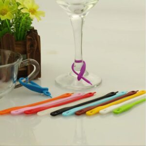 24 Pcs Drink Markers, Wine Glass Markers, Colorful Silicone Glass Markers for Drink Glass Bottle, Champagne Flutes, Martinis, Cocktail Glass, Party Supplies