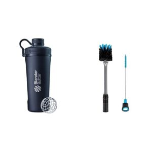 blenderbottle radian shaker cup insulated stainless steel water bottle with wire whisk (26-ounce) and blenderbottle 2-in-1 shaker bottle and straw cleaning brush