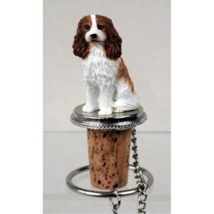 cavalier king charles spaniel dog wine bottle stopper - brown &