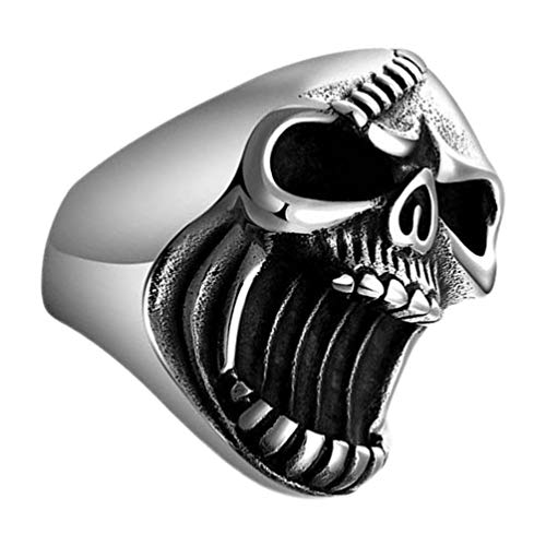 Yardwe Skull Bottle Opener Ring, Beer Bottle Opener Halloween Skull Rings, Gothic Biker Punk Surgical Bottle Opener for Men-9