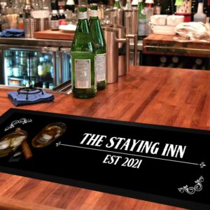 Personalized Bar Runner Mat - Novelty Beer Gifts for Home Bars - Whiskey Cigar