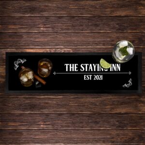 Personalized Bar Runner Mat - Novelty Beer Gifts for Home Bars - Whiskey Cigar