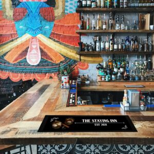 Personalized Bar Runner Mat - Novelty Beer Gifts for Home Bars - Whiskey Cigar