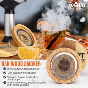 The Foghat Cocktail Smoker and Old Fashioned Smoked Cocktail Kit with Torch and Butane Refill - Bourbon Barrel Oak Wood Chips and 5 Singlez Bar Old Fasioned Mix Packets - Whiskey Smoker Kit For Drinks