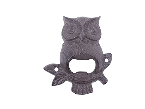 Handcrafted Nautical Decor Cast Iron Owl Wall Mounted Bottle Opener 6"